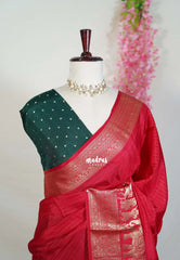 Tomato Red - Durga - Banarasi Premium Viscose Silk Vairaoosi Weaving with Traditional Ambari Yanai Border- Best for Wedding Functions