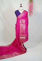 Queen's Pink - Durga - Banarasi Premium Viscose Silk Vairaoosi Weaving with Traditional Ambari Yanai Border- Best for Wedding Functions