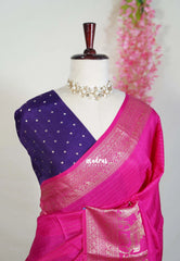 Queen's Pink - Durga - Banarasi Premium Viscose Silk Vairaoosi Weaving with Traditional Ambari Yanai Border- Best for Wedding Functions