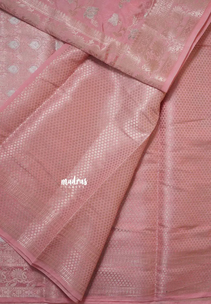 Blush Rose - Pushpavalli - Rich Banarasi Silk with Full Floral Weaving Body