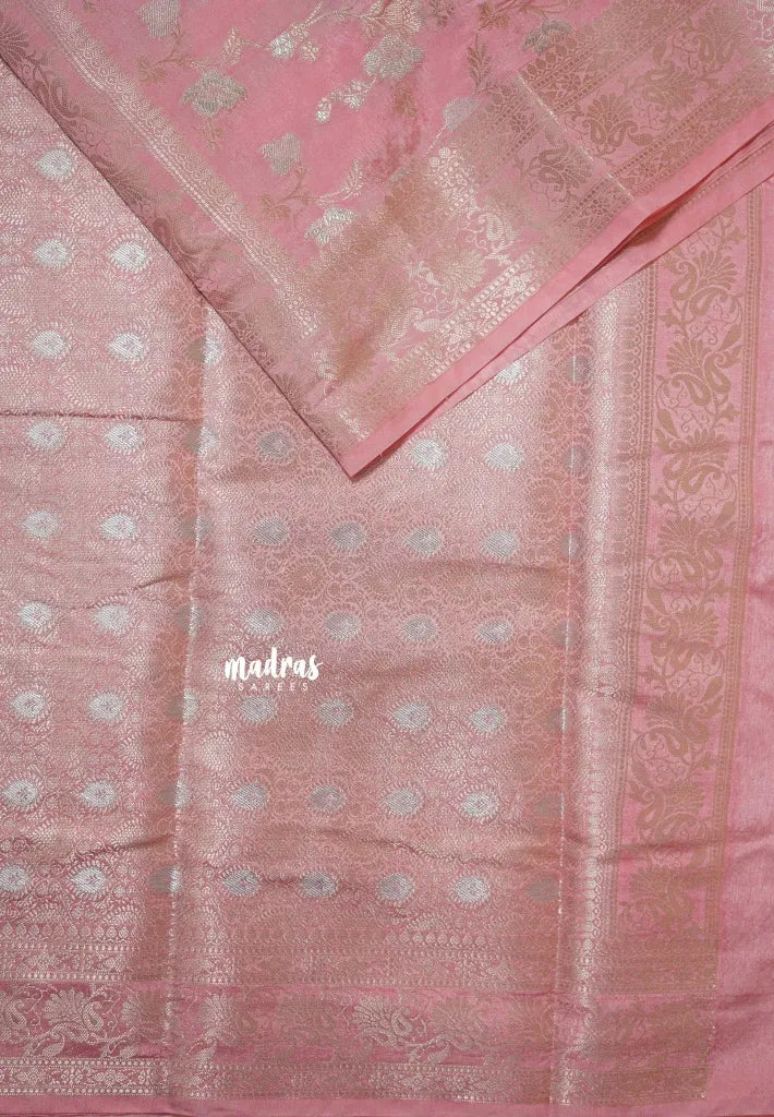 Blush Rose - Pushpavalli - Rich Banarasi Silk with Full Floral Weaving Body