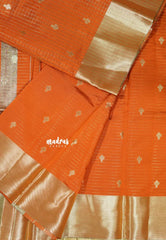 Light Brownish Orange - Durga - Traditional Banarasi kattam crushed semi soft silk saree
