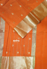 Light Brownish Orange - Durga - Traditional Banarasi kattam crushed semi soft silk saree