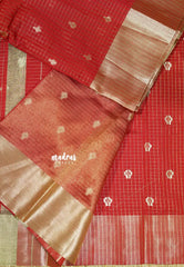 Classic Red - Durga - Traditional Banarasi kattam crushed semi soft silk saree