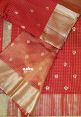 Classic Red - Durga - Traditional Banarasi kattam crushed semi soft silk saree