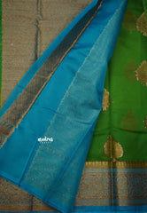 Durga - Traditional Banarasi rich weaving saree - Bottle green with blue