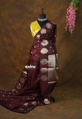 Coffee Brown - Vasantha Raagam - Banarasi mashru Silk with Antique Zari Border and buttas - Perfect for Wedding Wear