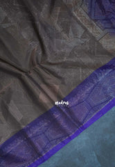 Dark Grey - Durga - Banarasi Silk Cotton Saree with Zari Weaving - Best for Temple Visit