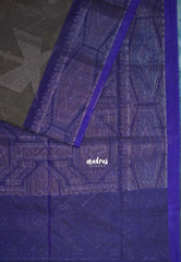 Dark Grey - Durga - Banarasi Silk Cotton Saree with Zari Weaving - Best for Temple Visit