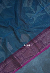 Peacock Blue - Durga - Banarasi Silk Cotton Saree with Zari Weaving - Best for Temple Visit