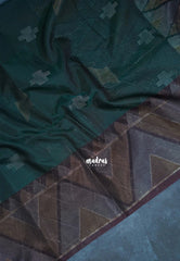 Peacock Jade - Durga - Banarasi Silk Cotton Saree with Zari Weaving - Best for Temple Visit