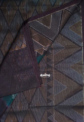 Peacock Jade - Durga - Banarasi Silk Cotton Saree with Zari Weaving - Best for Temple Visit