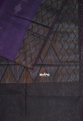 Muted Purple - Durga - Banarasi Silk Cotton Saree with Zari Weaving - Best for Temple Visit