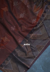 Chocolate Brown - Durga - Banarasi Silk Cotton Saree with Zari Weaving - Best for Temple Visit