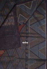 Chocolate Brown - Durga - Banarasi Silk Cotton Saree with Zari Weaving - Best for Temple Visit