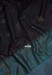 Dark Chocolate Brown - Durga - Banarasi Silk Cotton Saree with Zari Weaving - Best for Temple Visit