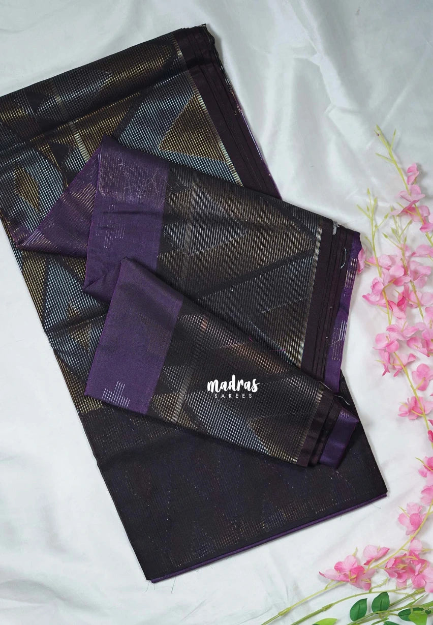 Muted Purple - Durga - Banarasi Silk Cotton Saree with Zari Weaving - Best for Temple Visit