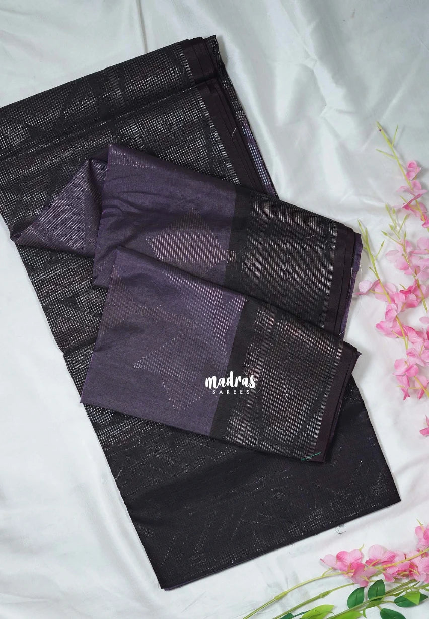 Muted Lavender - Durga - Banarasi Silk Cotton Saree with Zari Weaving - Best for Temple Visit