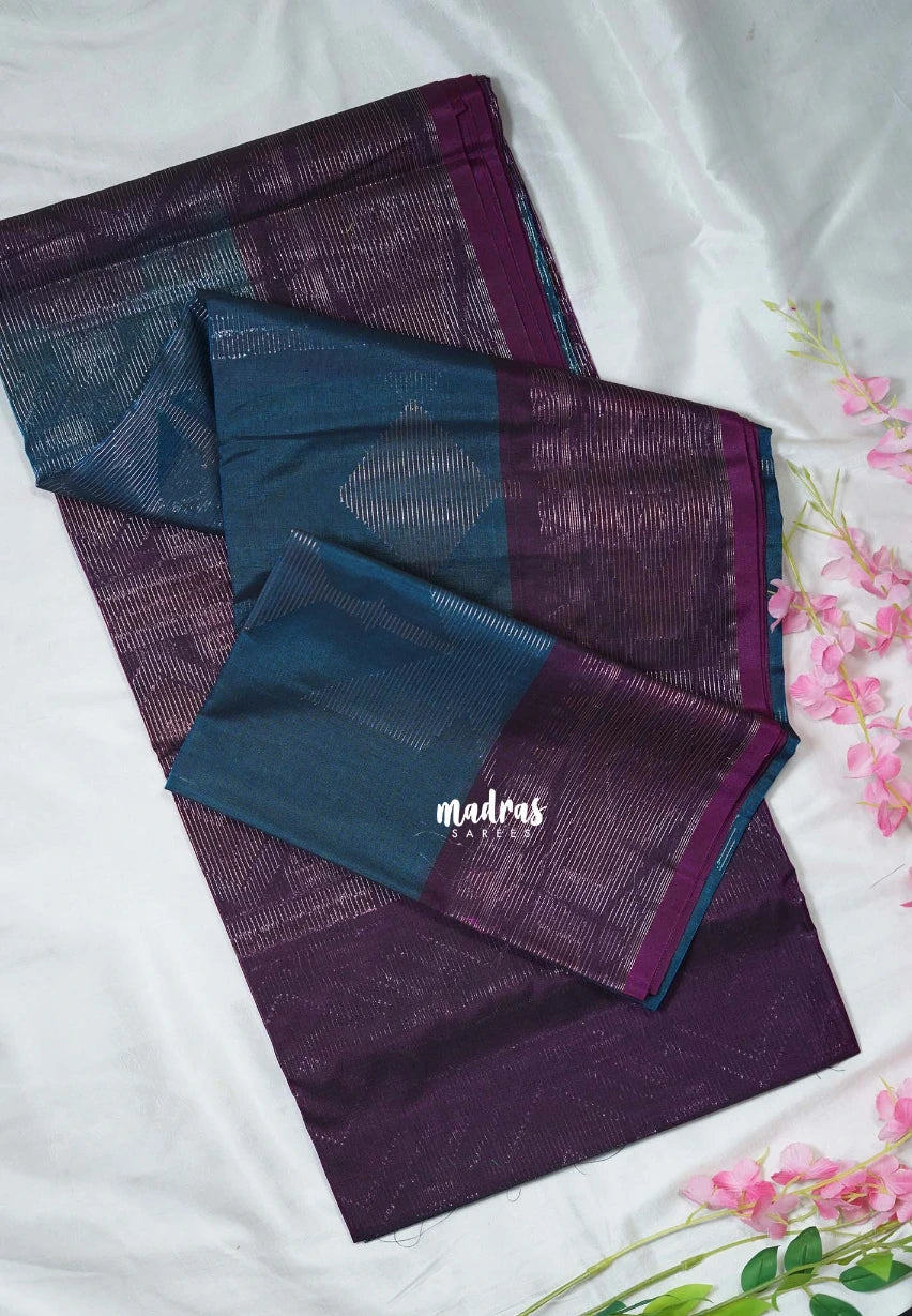 Peacock Blue - Durga - Banarasi Silk Cotton Saree with Zari Weaving - Best for Temple Visit
