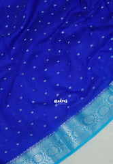 MS Amma Blue - Durga - Banarasi Crepe Georgette Silk with Floral Border and Buttas - Perfect for Wedding Functions