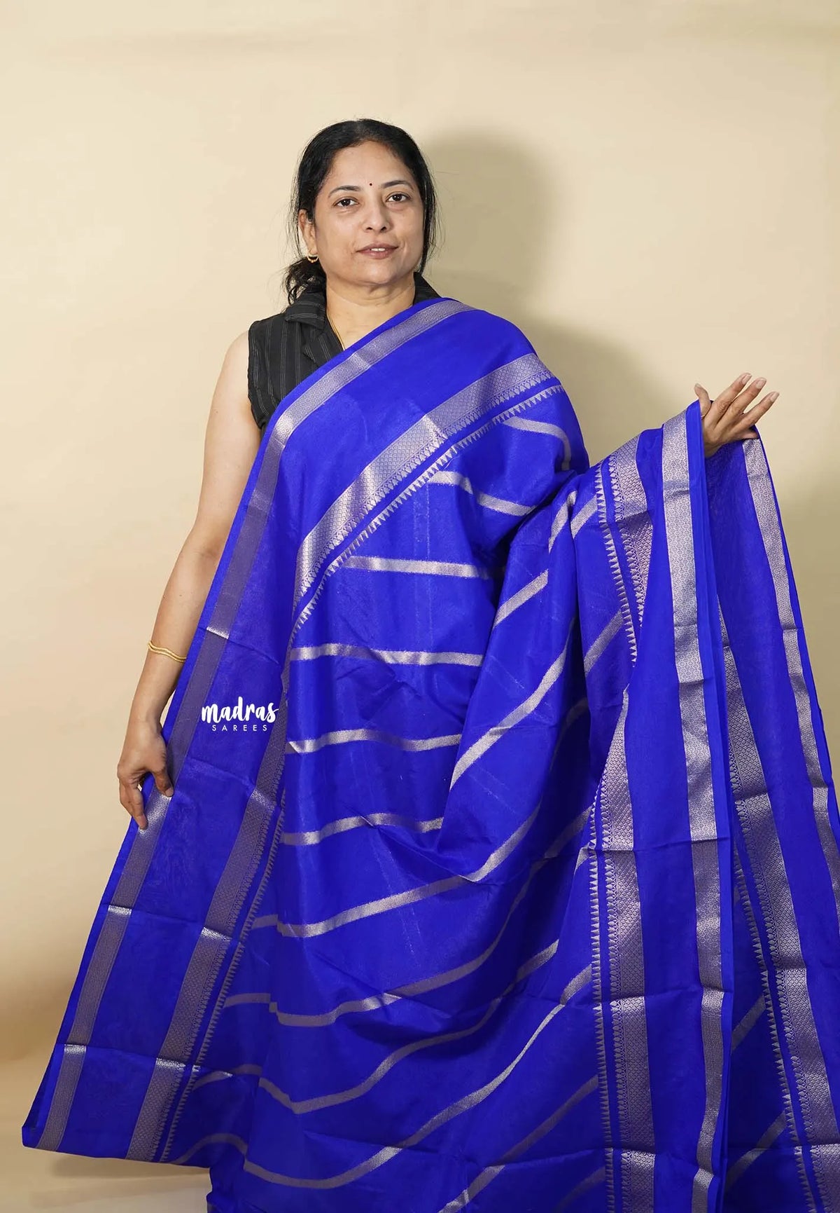 Royal Blue - Durga - Banarasi soft katan silk zari weaving with Rettapetta Border