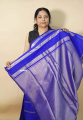 Royal Blue - Durga - Banarasi soft katan silk zari weaving with Rettapetta Border