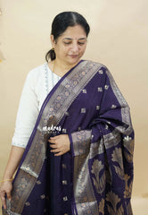 Midnight Purple - Durga banarasi mashru silk with antique zari border and buttas