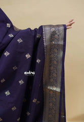 Midnight Purple - Durga banarasi mashru silk with antique zari border and buttas
