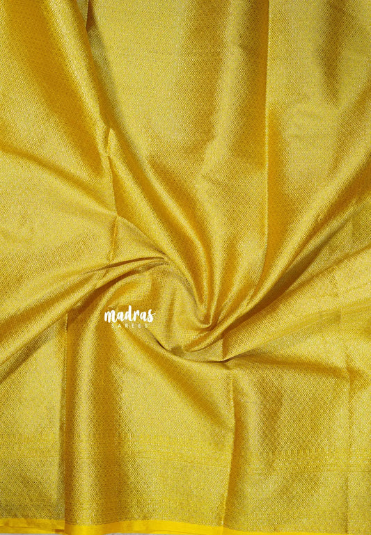 Golden Yellow - Durga - Rich Banarasi soft katan silk with zari border
