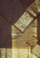 Deep Cocoa Brown - Durga - Traditional Banarasi warm silk saree