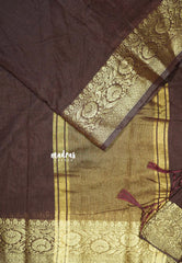 Deep Cocoa Brown - Durga - Traditional Banarasi warm silk saree