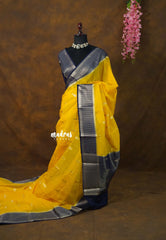 Mango Yellow - Durga - Banarasi Soft Katan Silk with Border - Best for Festive Wear