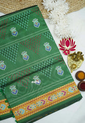 Yamini Paper silk ikkat printed design - Green