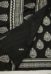 Zara Malgudi Fusion printed leaf designs black color