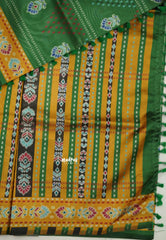 Yamini Paper silk ikkat printed design - Green