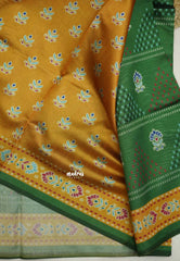 Yamini Paper silk ikkat printed design - Green