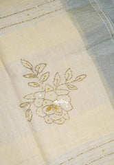 Creamy Butter - Fancy cotton Saree with Tube Beats Zardosi Work Buttas and Pallu - Perfect for Office Wear | Summer Wear | Casual Wear