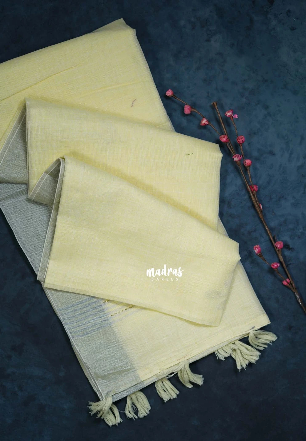 Pastel Lime Yellow - Fancy cotton Saree with Tube Beats Zardosi Work Buttas and Pallu - Perfect for Office Wear | Summer Wear | Casual Wear