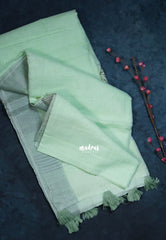 Mint Green - Fancy cotton Saree with Tube Beats Zardosi Work Buttas and Pallu - Perfect for Office Wear | Summer Wear | Casual Wear