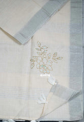 Muted Beige - Fancy cotton Saree with Tube Beats Zardosi Work Buttas and Pallu - Perfect for Office Wear | Summer Wear | Casual Wear