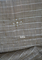 Muted Latte Beige - Fancy cotton Saree Checks with Tube Beats Zardosi Work Buttas and Pallu - Perfect for Office Wear | Summer Wear | Casual Wear