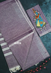 Dusky Purple – Fancy Cotton Saree with Embroidery Blouse