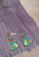 Dusky Purple – Fancy Cotton Saree with Embroidery Blouse