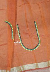 Orange - Fancy Cotton Saree with Village Folk Art Motif embroidery Blouse