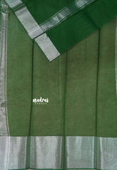 Green - Fancy Cotton Saree with Village Folk Art Motif embroidery Blouse