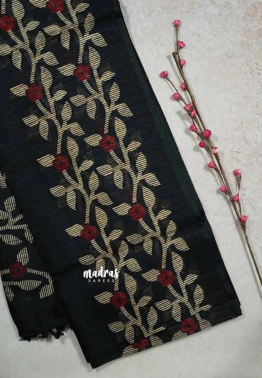 Black - Jasmine - Lightweight Fancy Jute saree