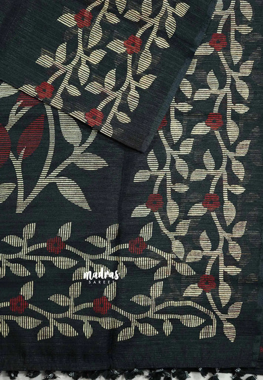 Black - Jasmine - Lightweight Fancy Jute saree