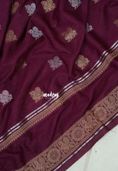 Mulberry Purple - Raaga - Fine quality Semi Tussar Silk with Kanchi Border and Buttas - Best for Wedding Functions