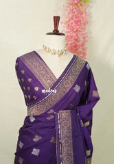 Violet Purple - Raaga - Fine quality Semi Tussar Silk with Kanchi Border and Buttas - Best for Wedding Functions