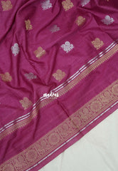 Onion Pink - Raaga - Fine quality Semi Tussar Silk with Kanchi Border and Buttas - Best for Wedding Functions